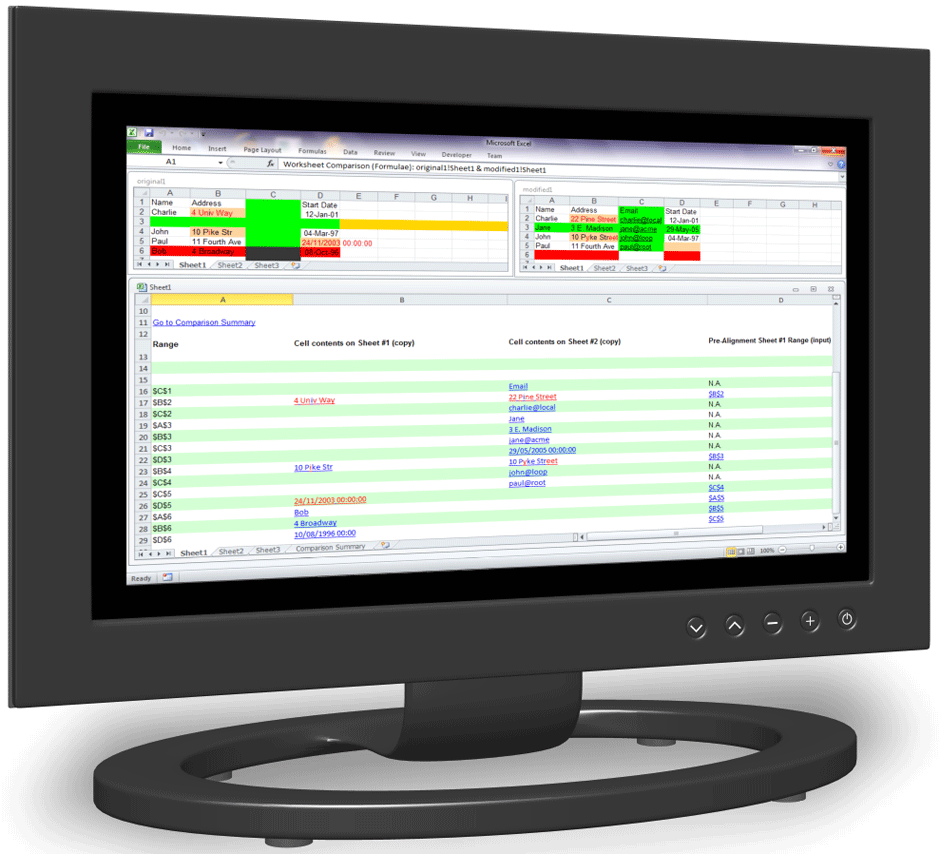 Cool DiffEngineX Screenshot - Report Of Differences Between 2 Excel Spreadsheets